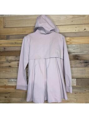 Roolee Coat Womens M Hood Pale Pink Pleated Back Open Front Casual Stylish Chic